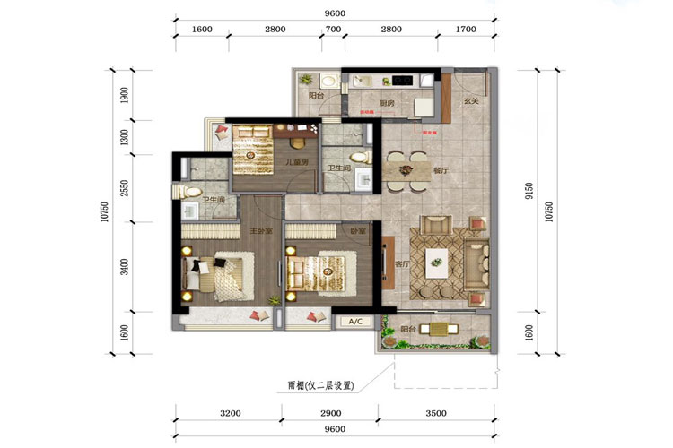 合景月亮湾 三房户型 建面102㎡