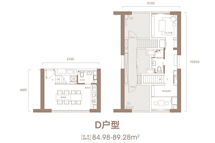 D户型-建面约84.98-89.28㎡