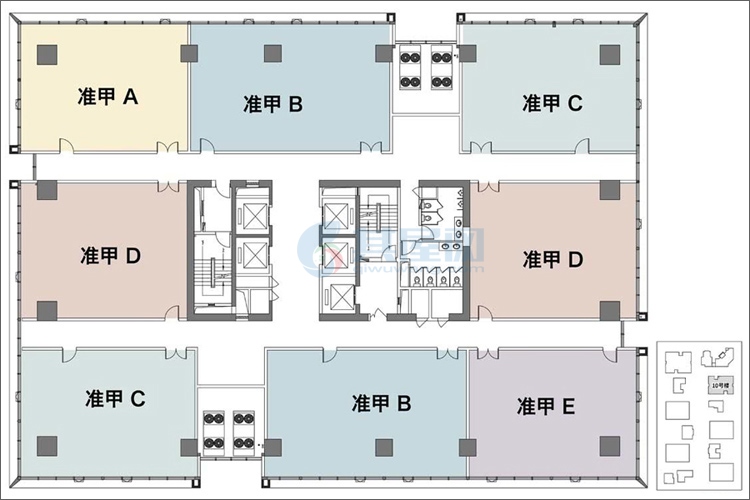 LOFT办公平面图建面约-167-199㎡