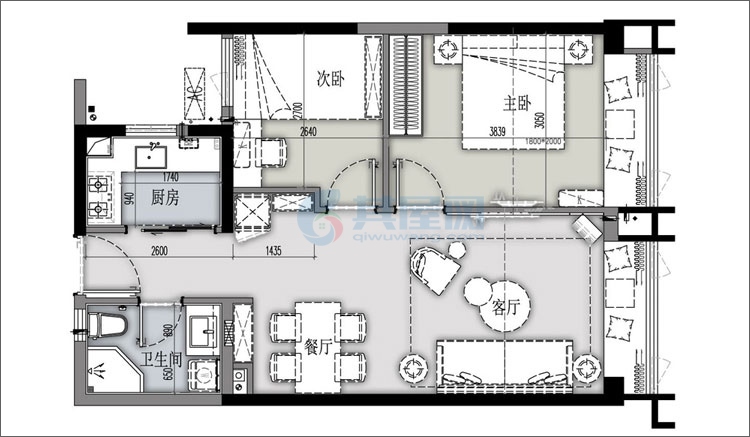 融创森海西岸汇-建面约75㎡-3房1厅1厨2卫